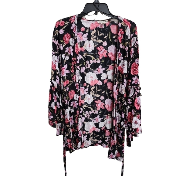 BILLABONG Floral Open Front Wide Sleeve Kimono Spring Cardigan - Picture 1 of 4